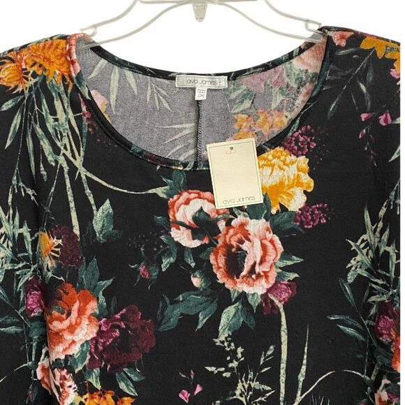 NWT Ava James Women's Floral Blouse Tunic Sz 1X Asymmetrical Hem Artsy Office - Picture 5 of 14